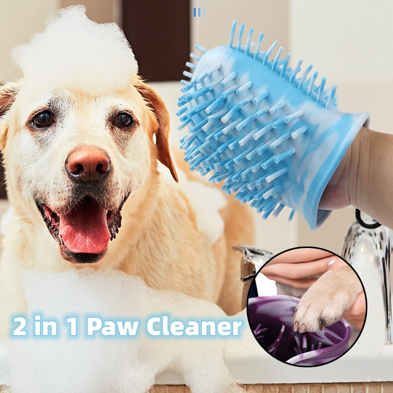 2-in-1 Dog Paw Cleaner & Grooming Brush - Portable Pet Foot Washer
